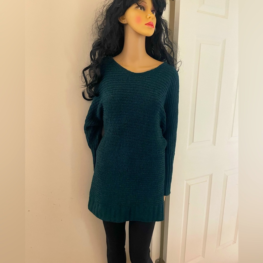 NWT Super Soft Pink Rose Tunic Sweater XS Rich Forest Green